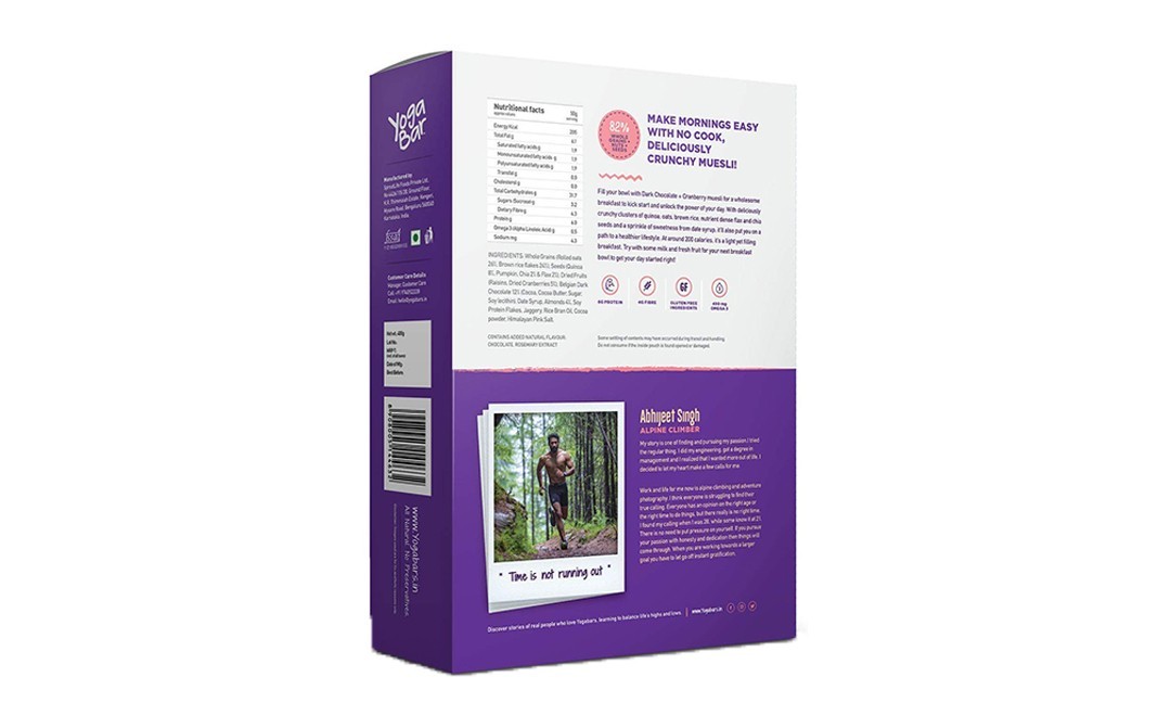 Yoga Bar Muesli+ Dark Chocolate + Cranberry    Box  400 grams